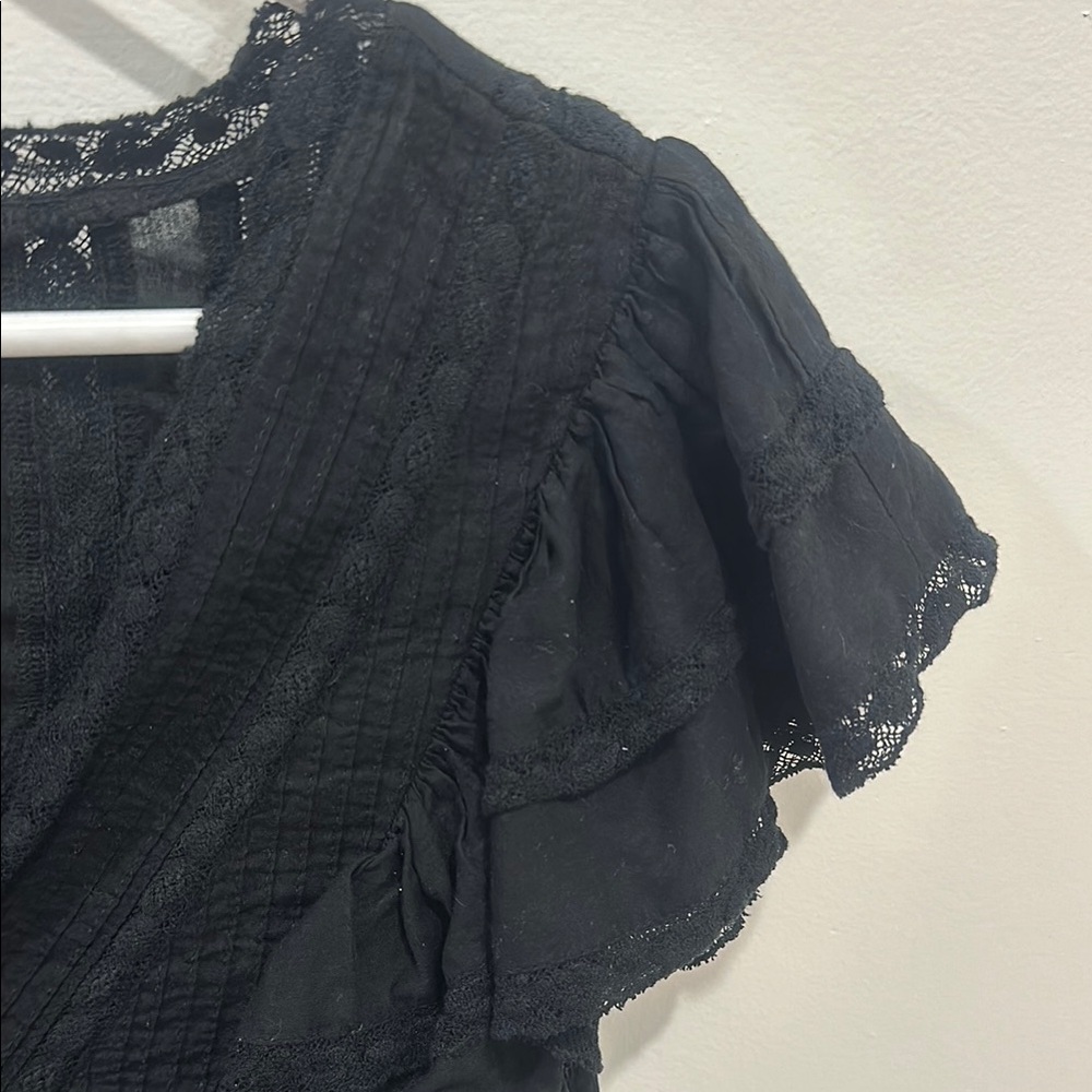 LoveShackFancy Black Ruffled Mini Dress - Picture 7 of 10